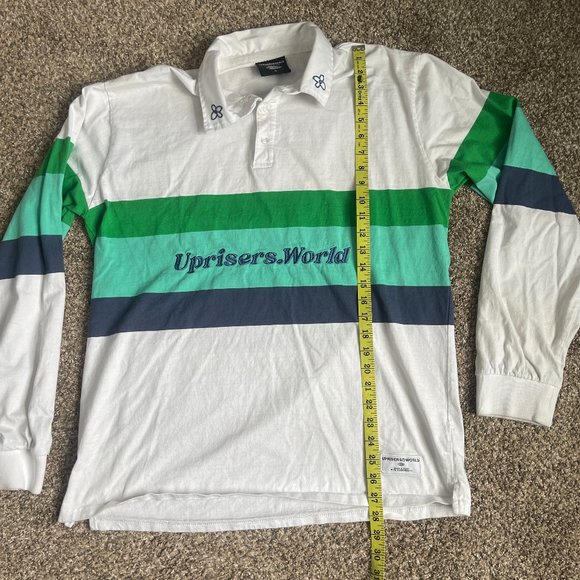 PacSun Men's UPRISERS Triple Stripe Polo Long Sleeve Shirt, Size XL - Picture 6 of 10